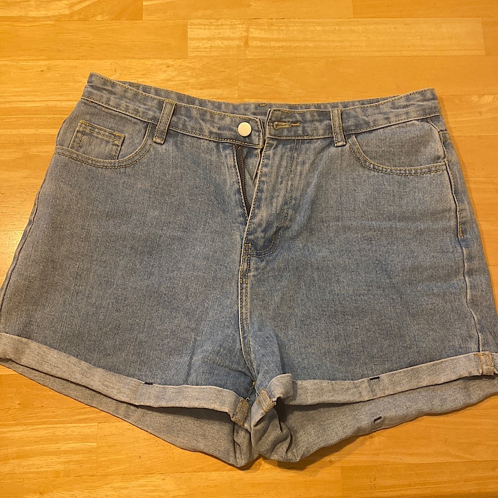 High waisted denim shorts